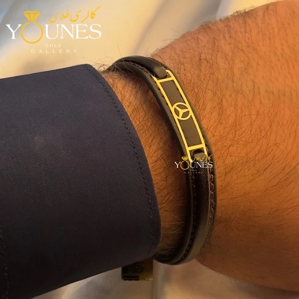 دستبند طلا چرم Benz مردانه بنز L178